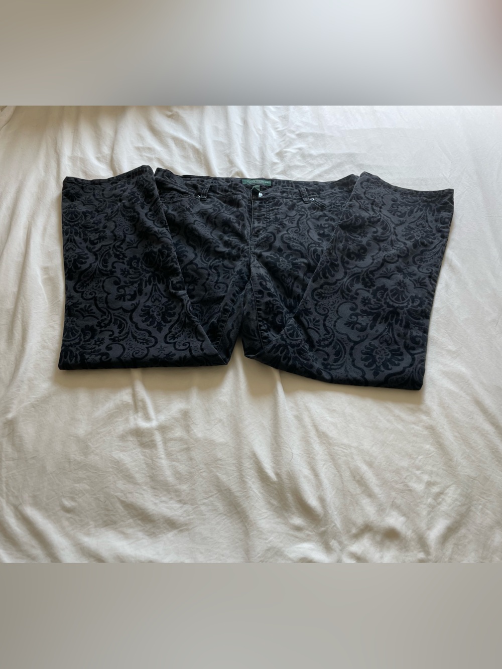 Ralph Lauren Jeans Company Black Damask Patterned Pants 16W - Picture 3 of 7